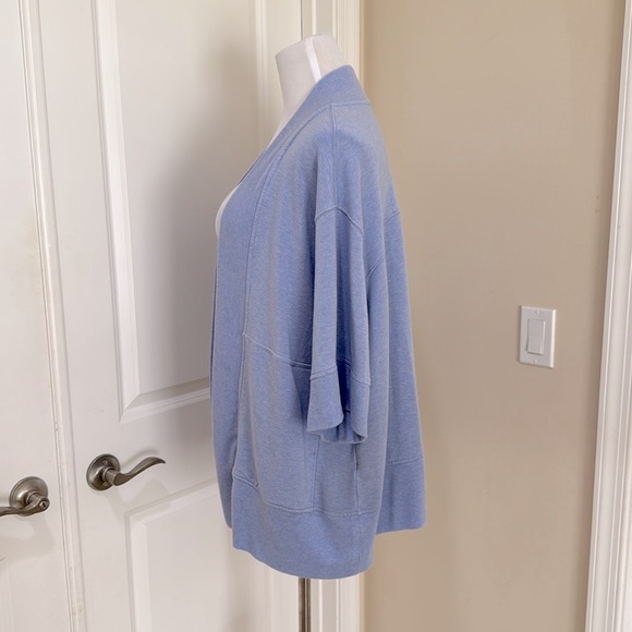 Athleta Lotus Wrap Textured Cardigan Heather Blue Open Front Sweater Size S/M - Picture 6 of 9